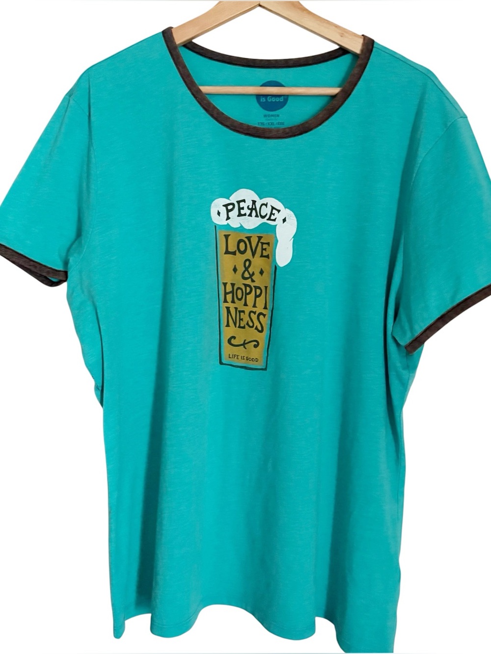 Peace Love & Hoppiness Tee - Life is Good Tee Sz XXL